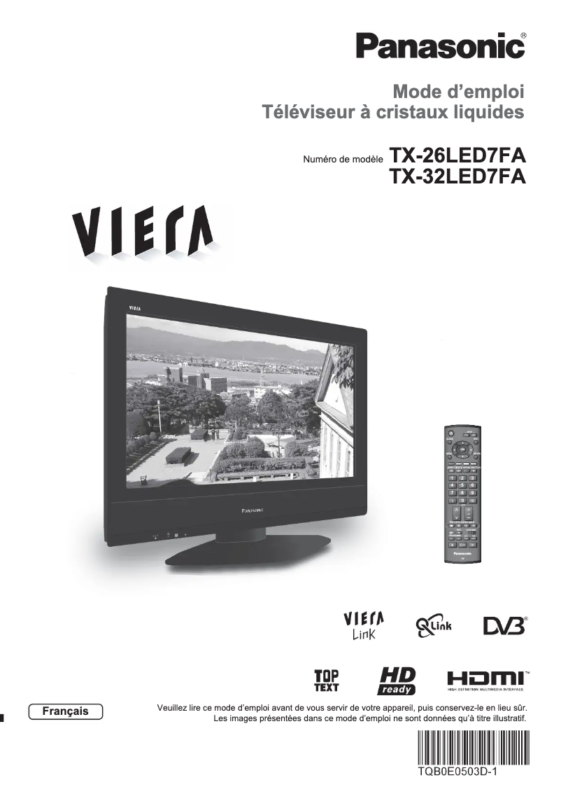 Page 1 de la notice Manuel utilisateur Panasonic Viera TX-32LED7FA