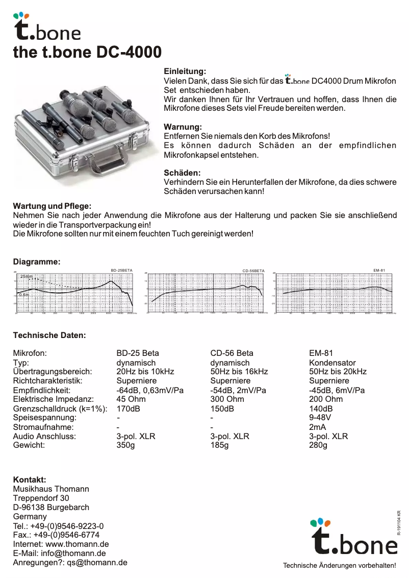 Page 1 de la notice Manuel utilisateur the t.bone DC-4000