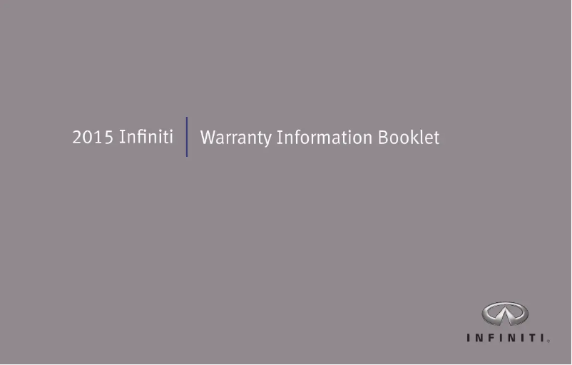 Page n°1 - Informations de garantie Infiniti QX60 (2015)
