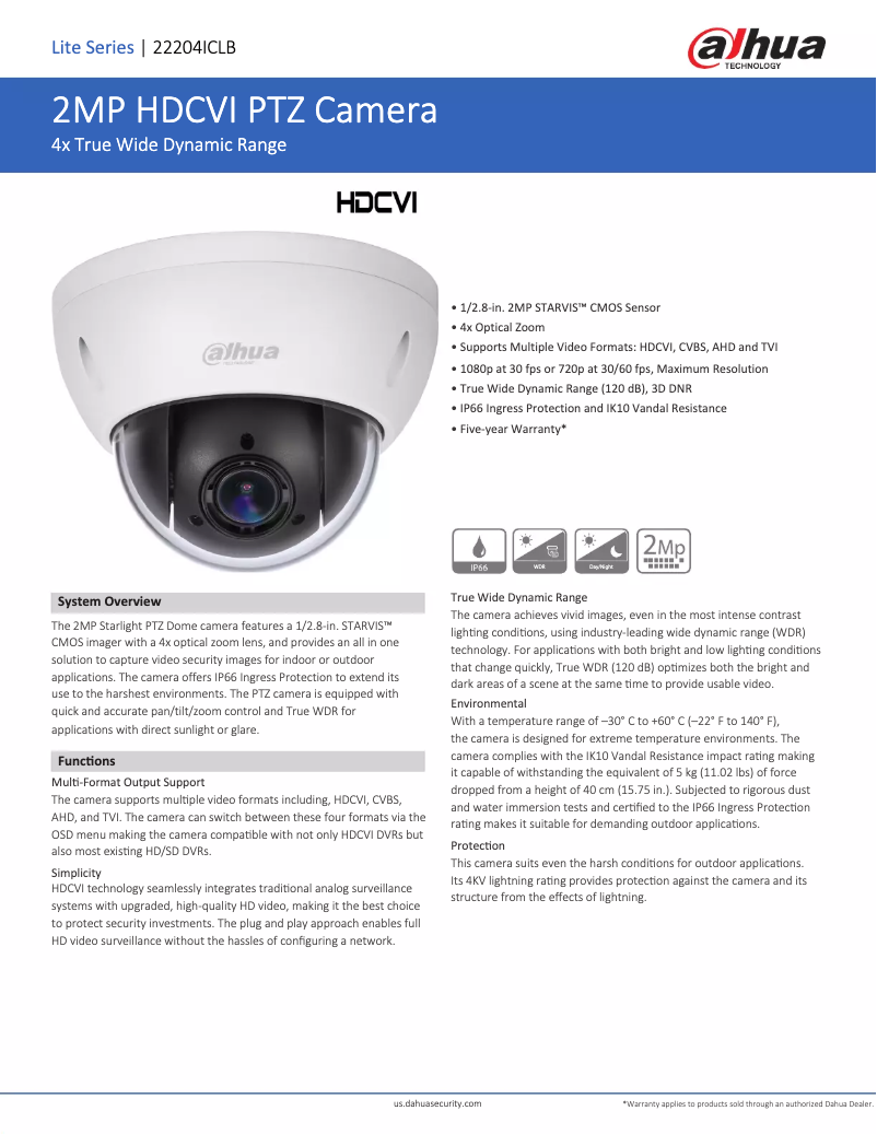 Page n°1 - Fiche technique Dahua Technology 22204ICLB