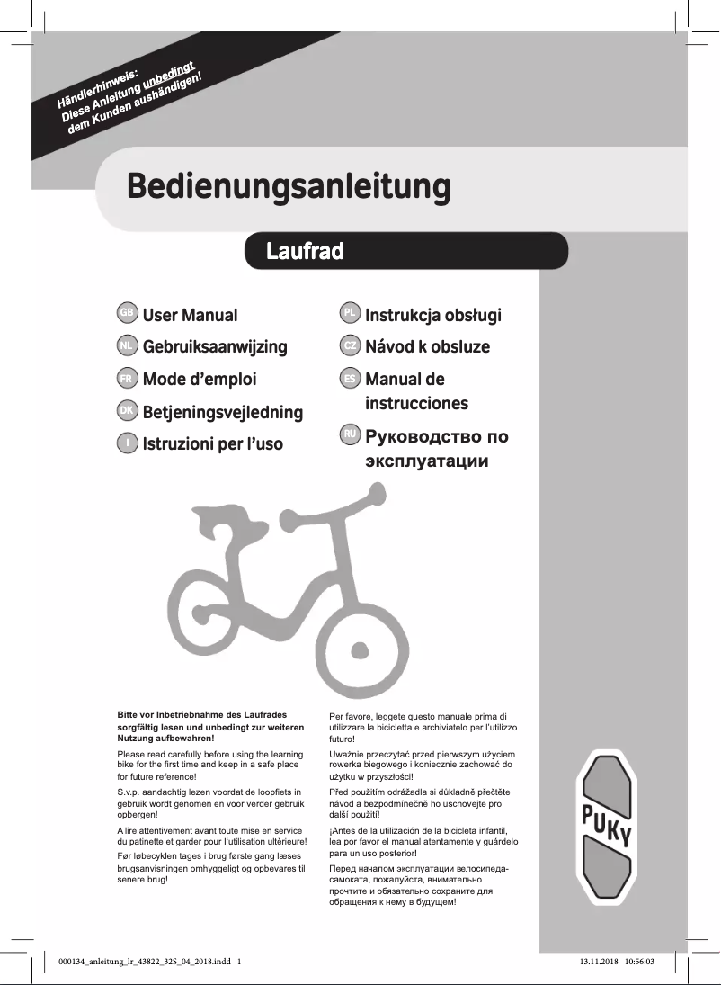 Image de la première page du manuel de l'appareil LR XL BR Classic