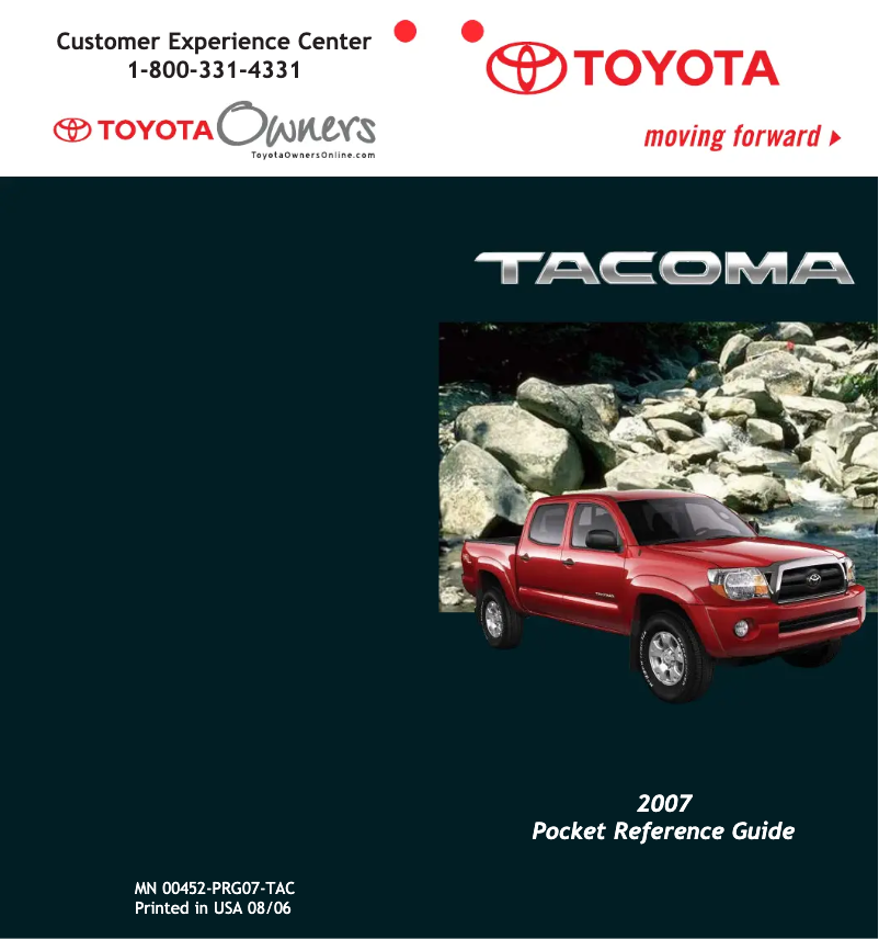 Image de la première page du manuel de l'appareil Tacoma (2007)