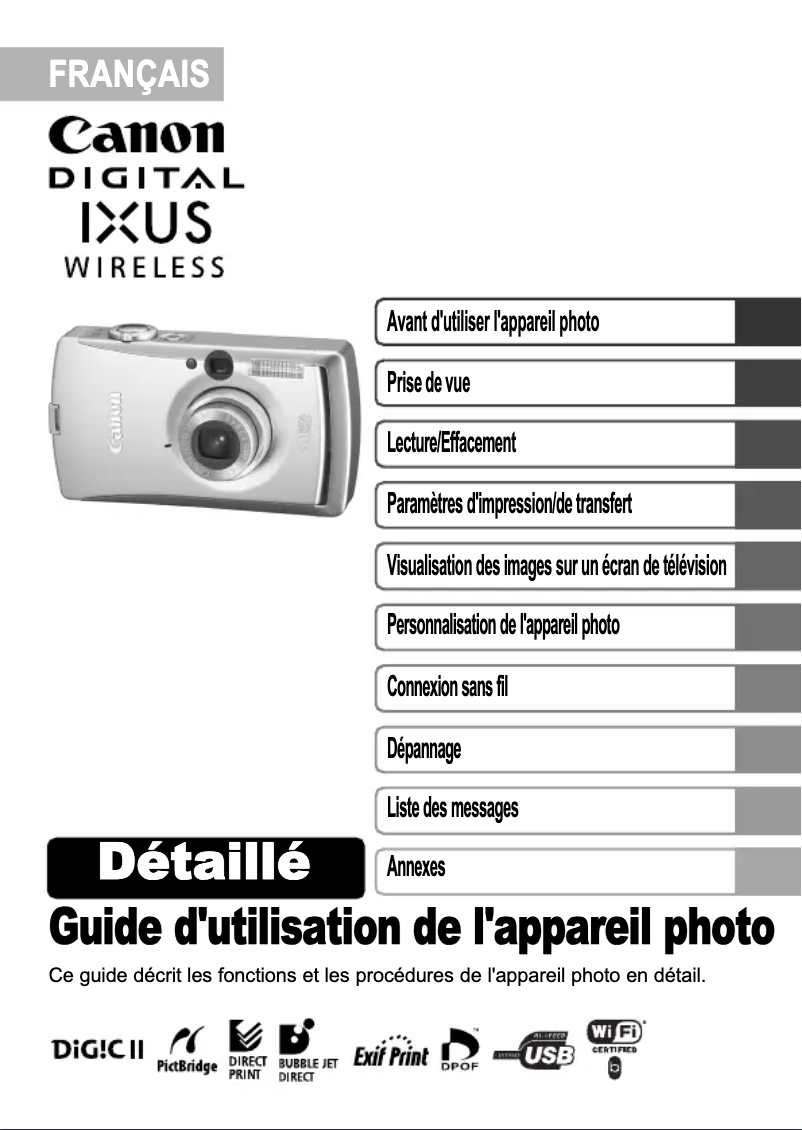 Page n°1 - Manuel utilisateur Canon Digital IXUS Wireless