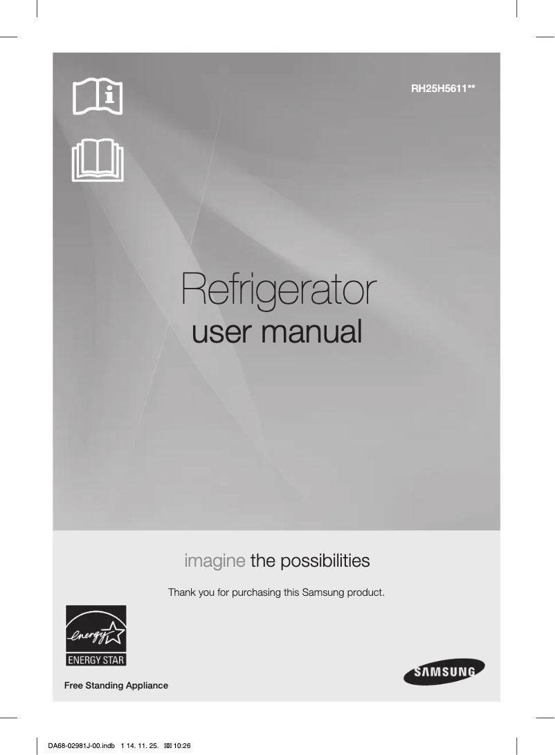 Page n°1 - Manuel d'utilisation et d'entretien Samsung RH25H5611BC