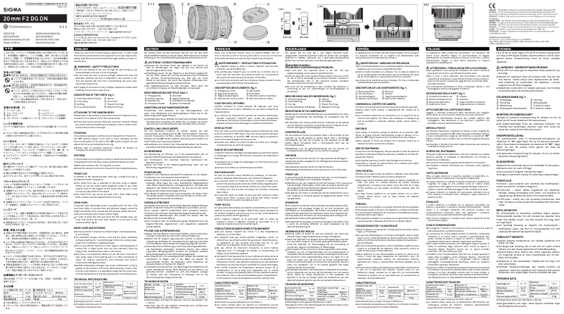 Page 1 de la notice Manuel utilisateur Sigma 20mm F2 DG DN