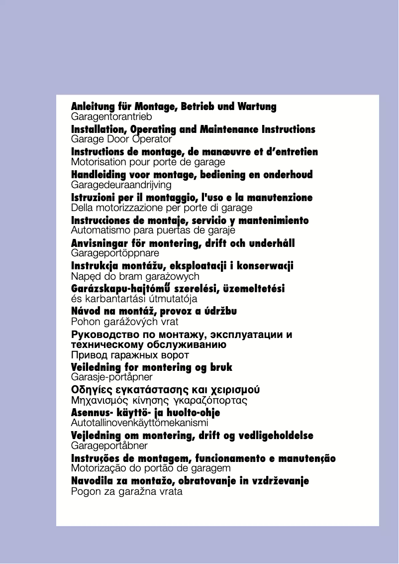 Page 1 de la notice Manuel utilisateur Hormann EcoMatic