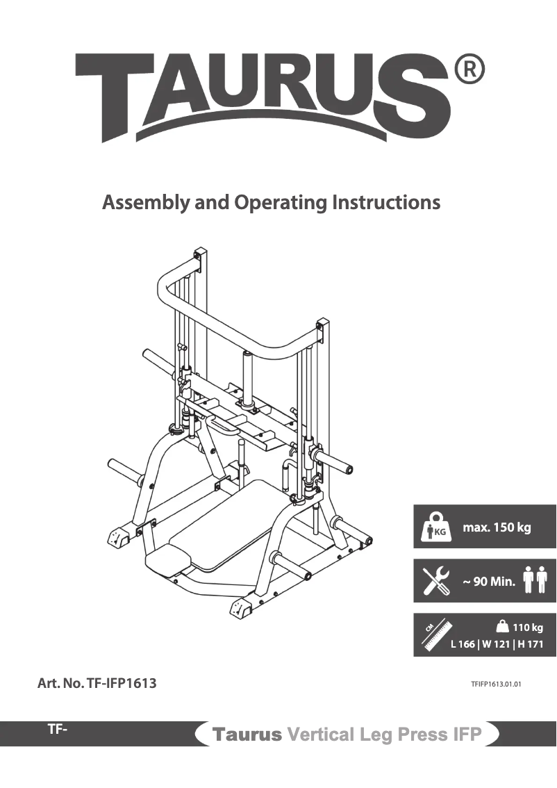 Page 1 de la notice Manuel utilisateur Taurus Vertical Leg Press IFP