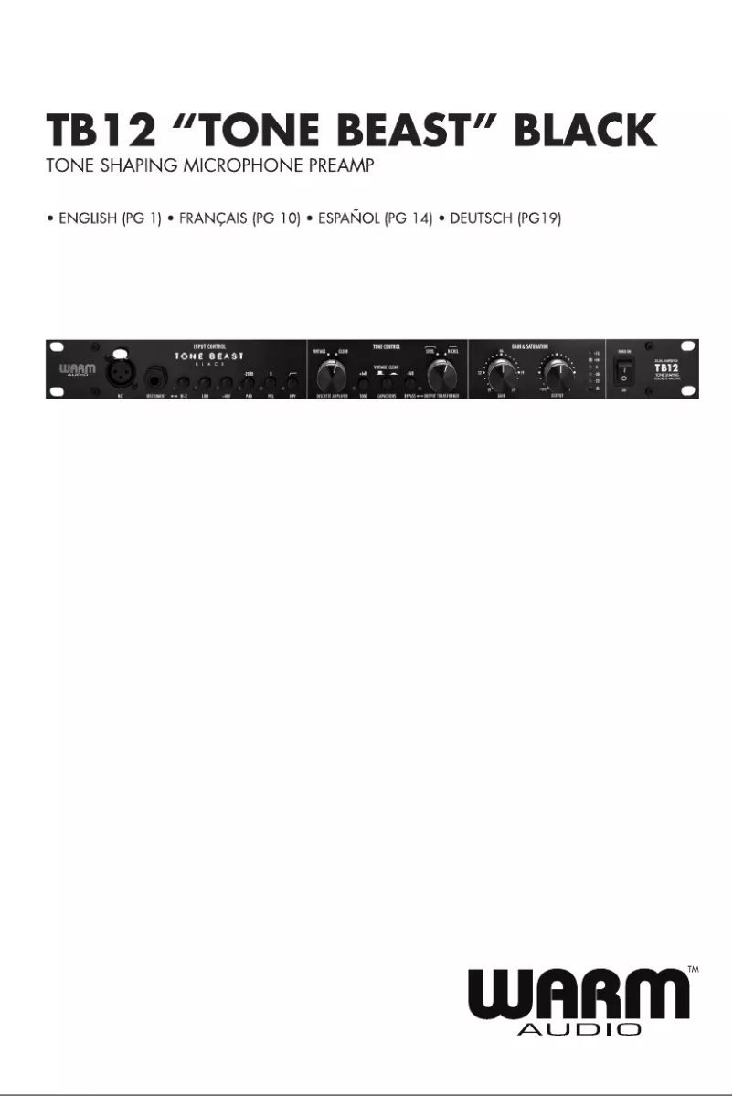 Image de la première page du manuel de l'appareil TB12 Tone Beast