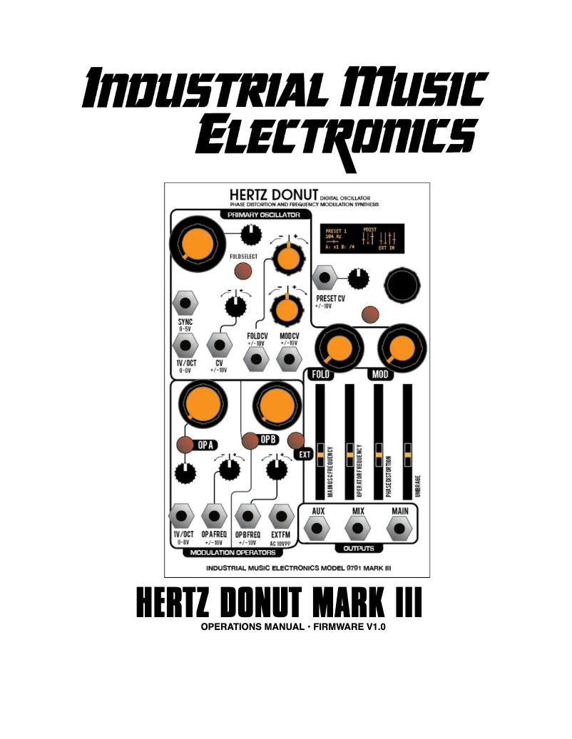Page n°1 - Manuel utilisateur Industrial Music Electronics HERTZ DONUT MARK III