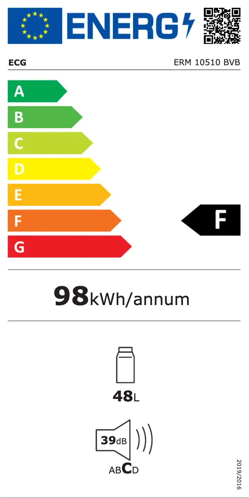 Page n°1 - Label énergétique ECG ERM 10510 BVB