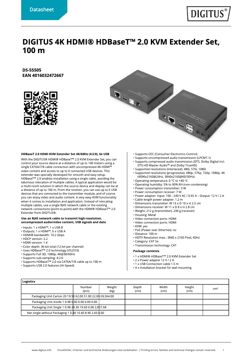 Page n°1 - Fiche technique Digitus DS-55505