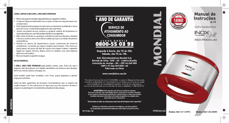 Page 1 de la notice Manuel utilisateur Mondial S-19