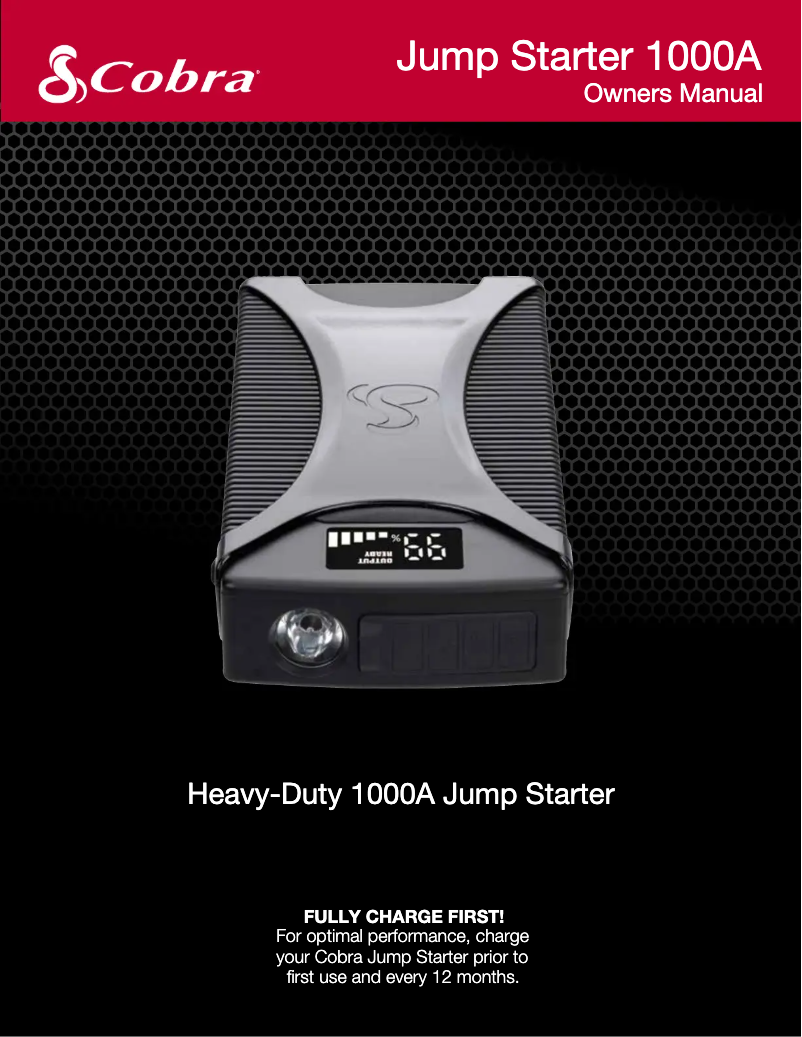 Page 1 de la notice Manuel utilisateur Cobra Jump Starter 1000A