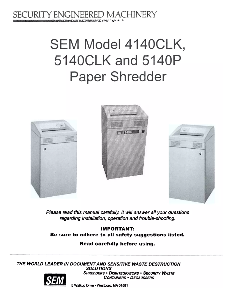 Page n°1 - Manuel utilisateur SEM 4140CLK