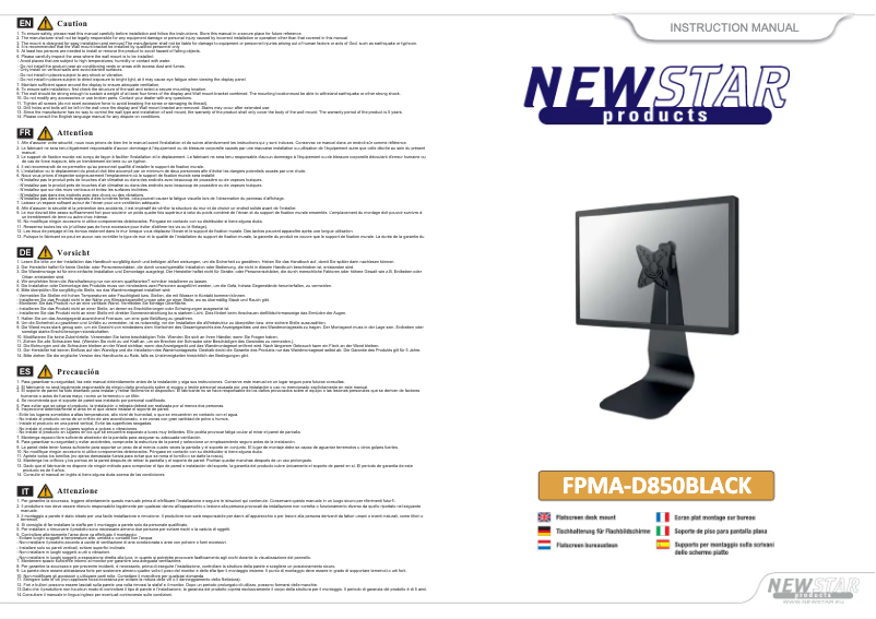 Page 1 de la notice Manuel utilisateur Newstar FPMA-D850