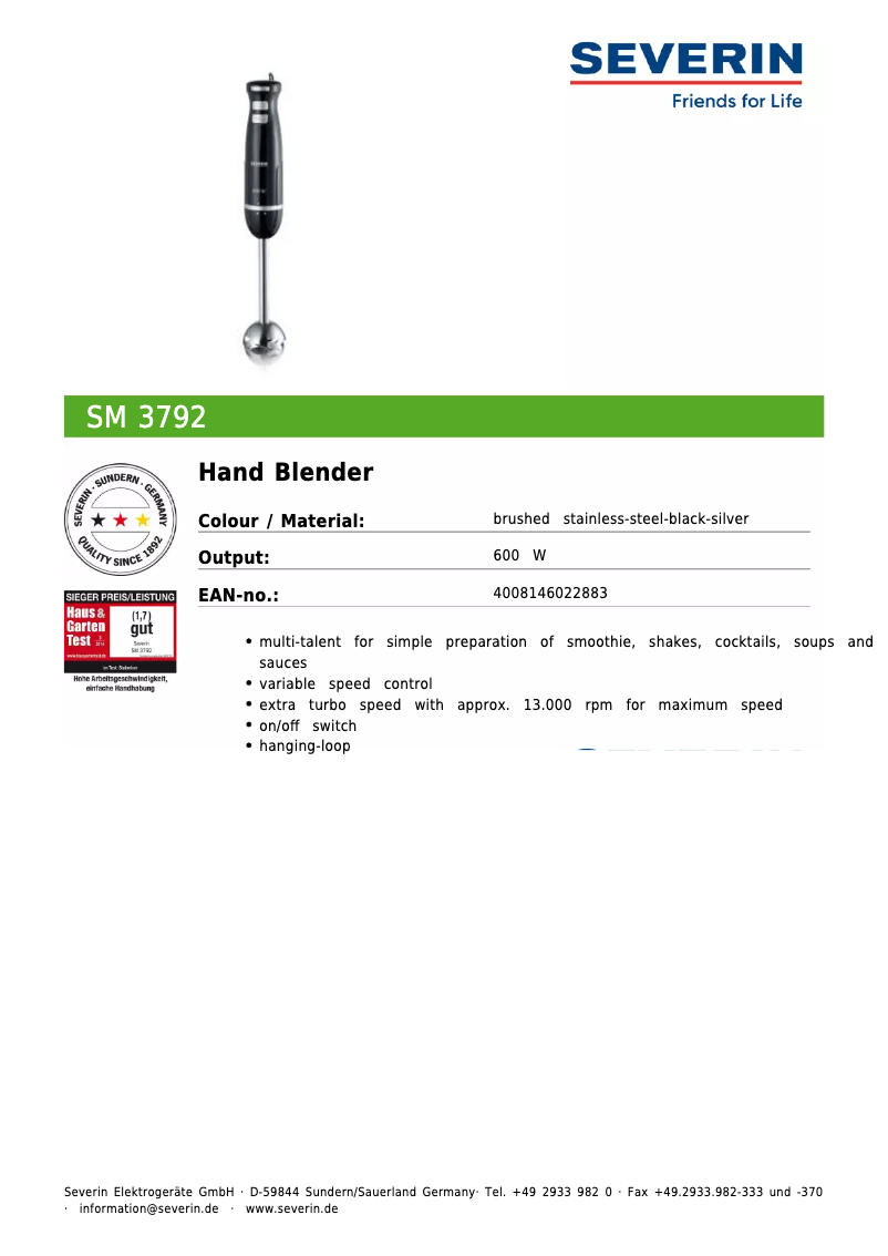 Image de la première page du manuel de l'appareil SM 3792