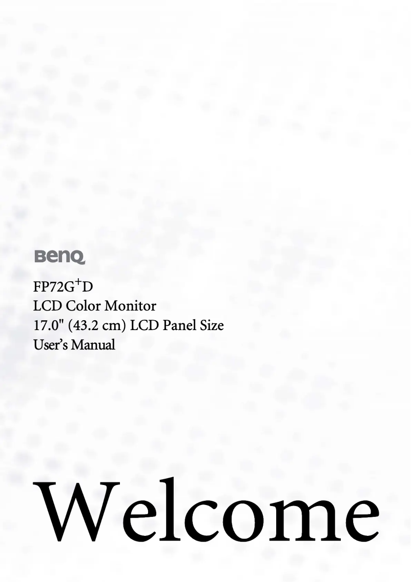 Page n°1 - Manuel utilisateur BenQ FP72G+D