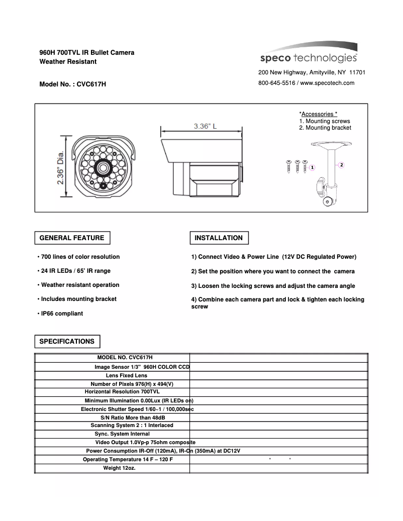 Image de la première page du manuel de l'appareil CVC617H