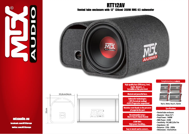 Page n°1 - Manuel utilisateur MTX Audio RTT12AV