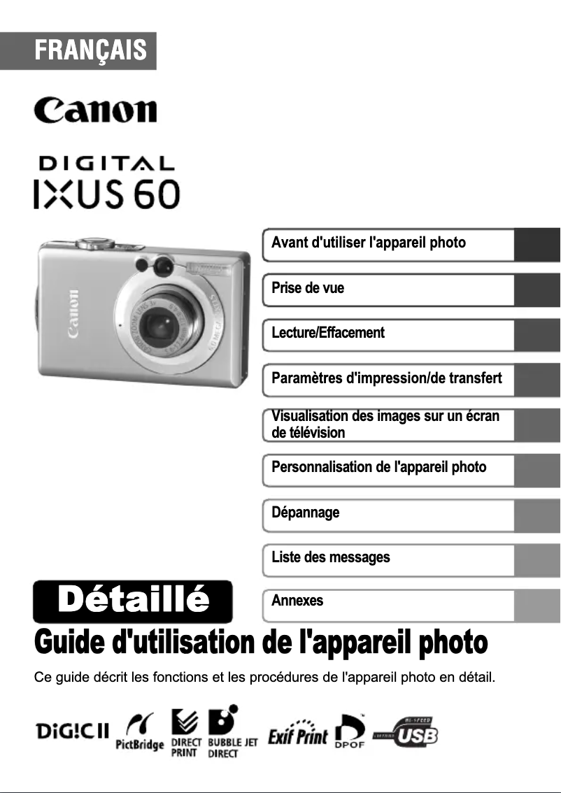 Page n°1 - Manuel utilisateur Canon IXUS 60