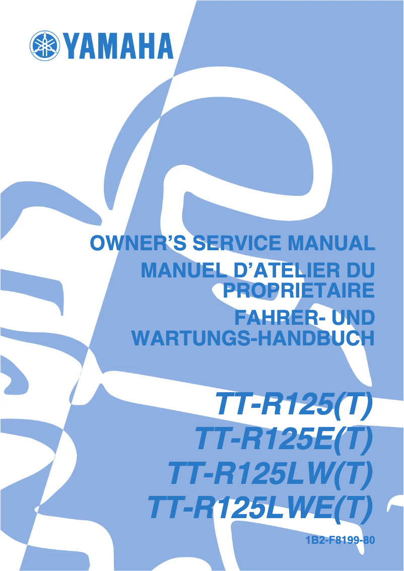 Page 1 de la notice Manuel utilisateur Yamaha TT-R125LW (2004)