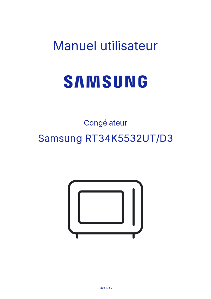 Page n°1 - Manuel utilisateur Samsung RT34K5532UT/D3