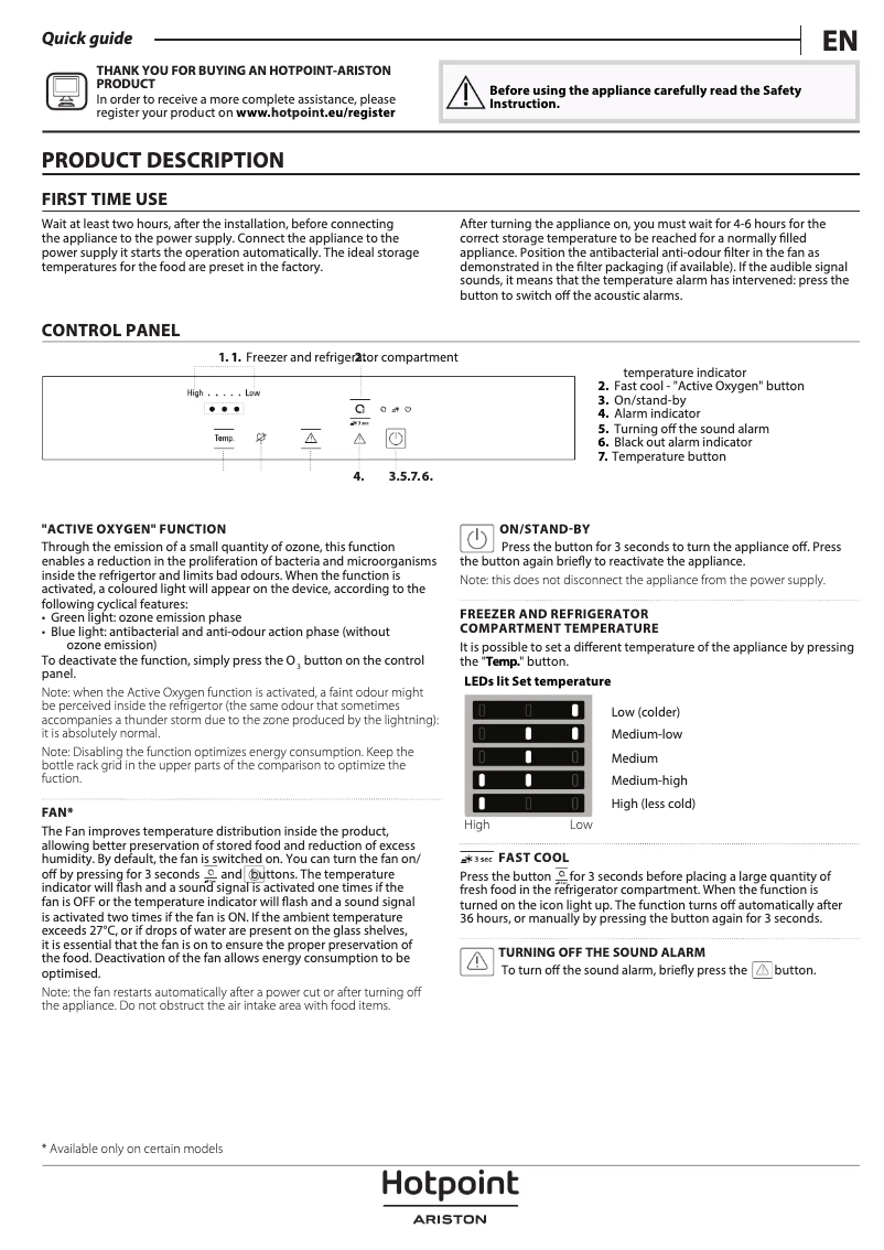 Page 1 de la notice Manuel utilisateur Hotpoint Ariston BCB 4010 AA E O3
