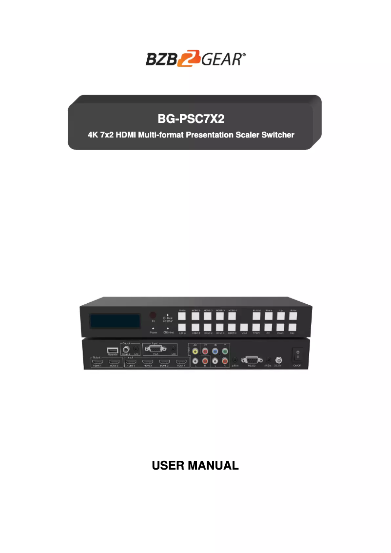 Page 1 de la notice Manuel utilisateur BZBGear BG-PSC7X2