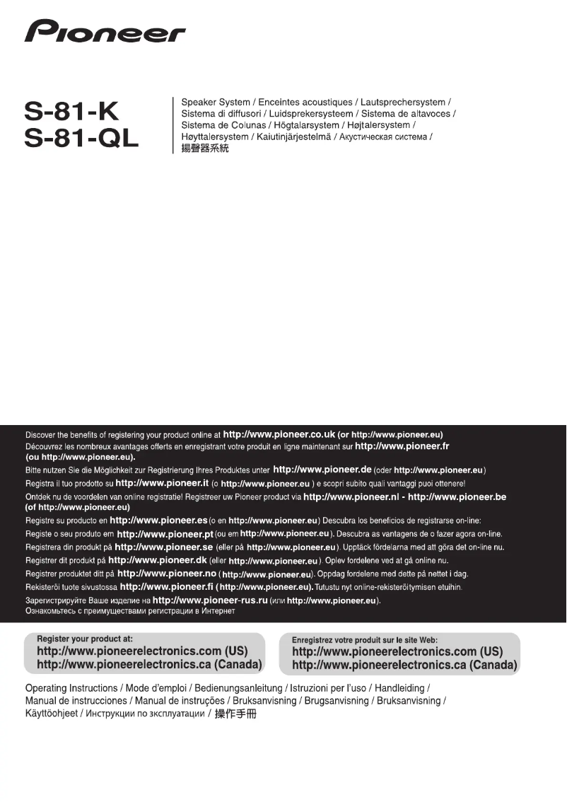 Page n°1 - Manuel utilisateur Pioneer S-81-QL