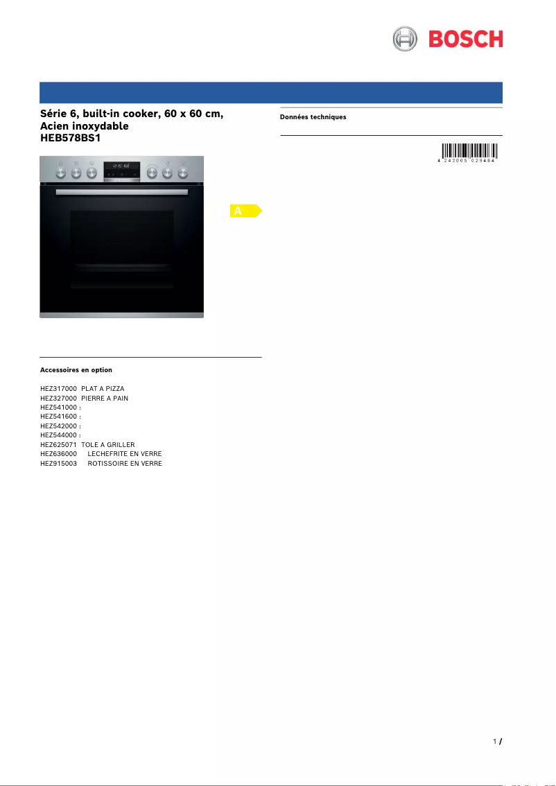 Image de la première page du manuel de l'appareil HEB578BS1