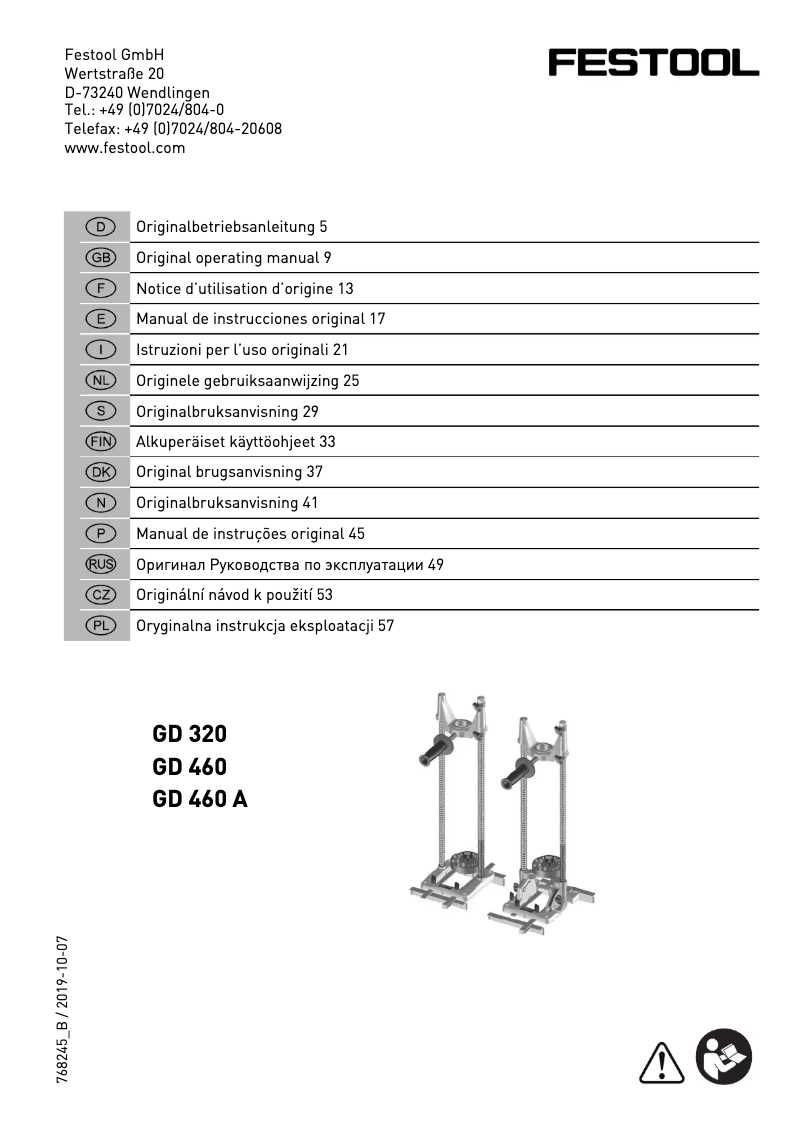 Image de la première page du manuel de l'appareil GD 320