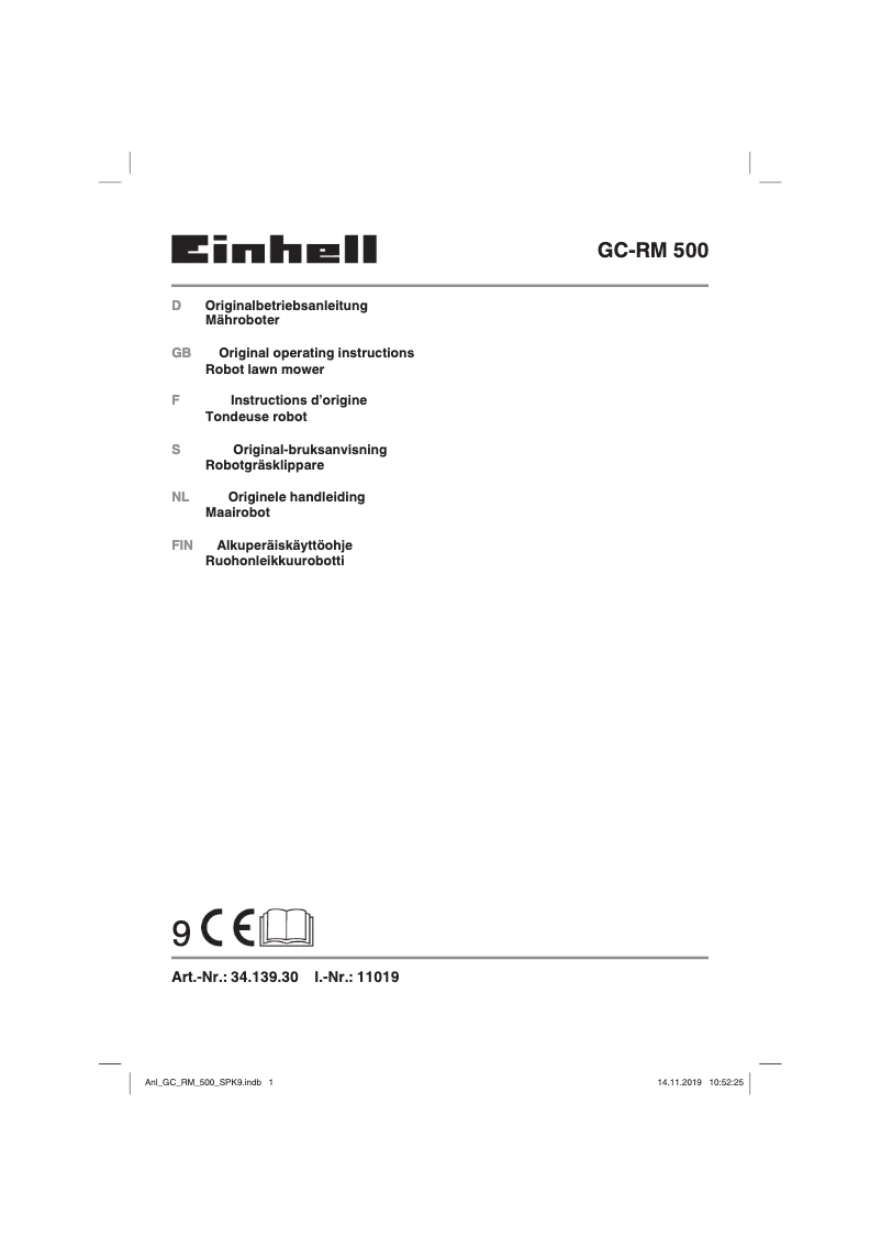 Page n°1 - Manuel utilisateur Einhell GC-RM 500