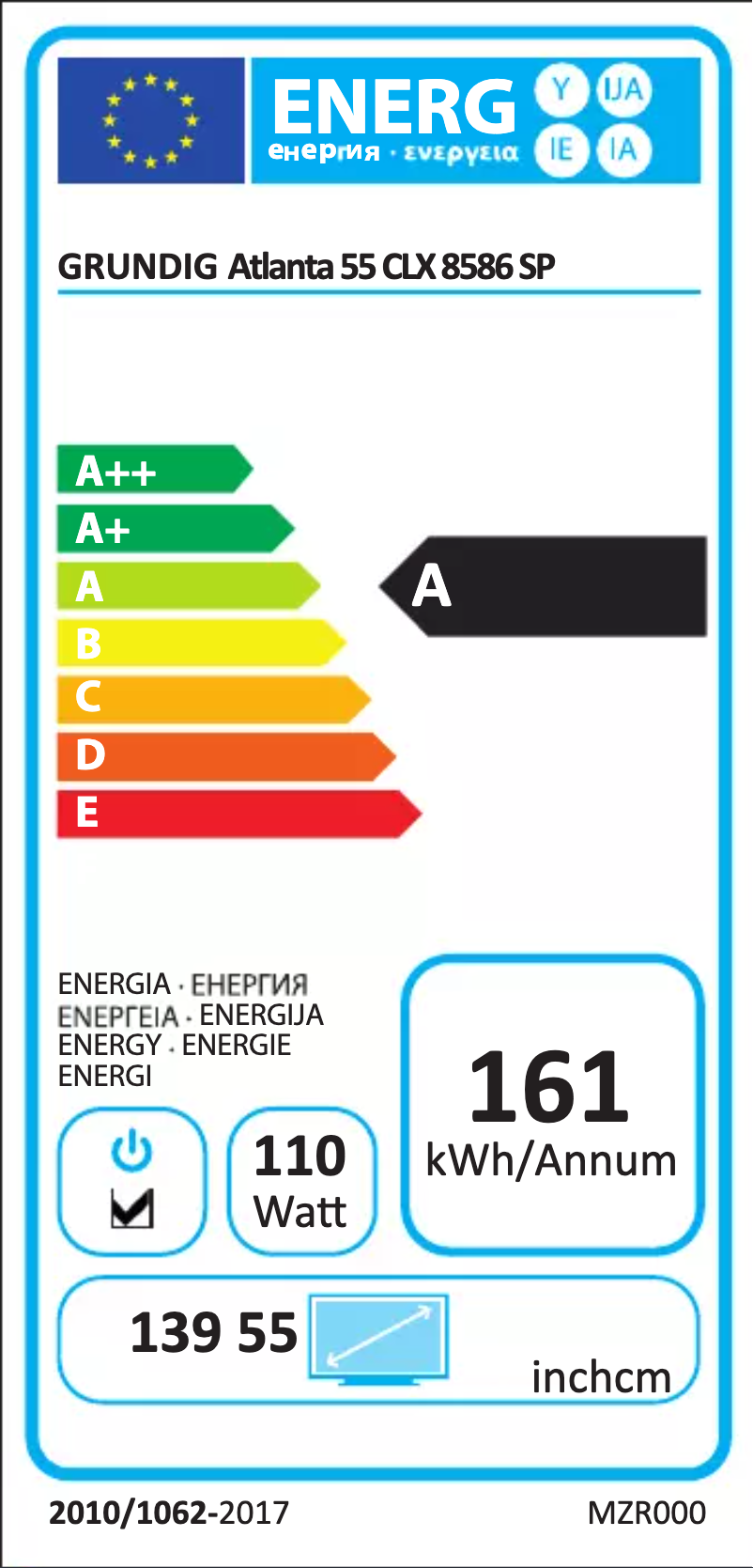 Image de la première page du manuel de l'appareil Atlanta 55 CLX 8586 SP