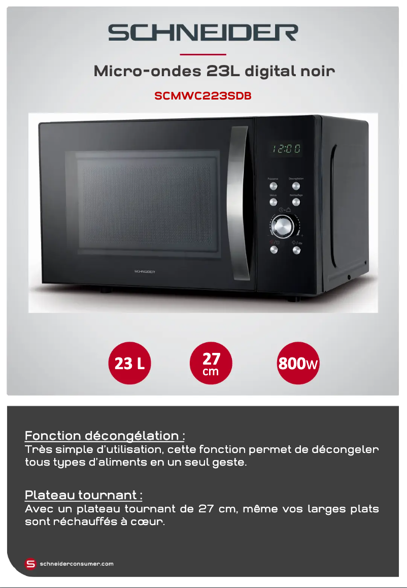Page 1 de la notice Fiche technique Schneider SCMWC223SDB