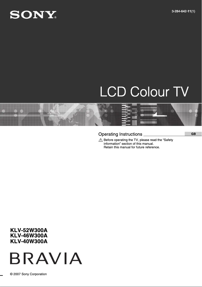 Page n°1 - Manuel utilisateur Sony Bravia KLV-40W300A