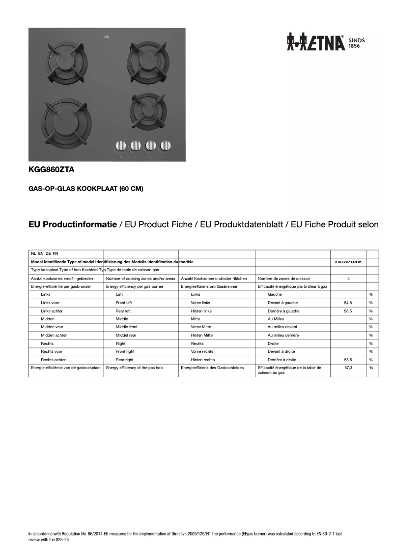 Page n°1 - Fiche technique Etna KGG860ZTA
