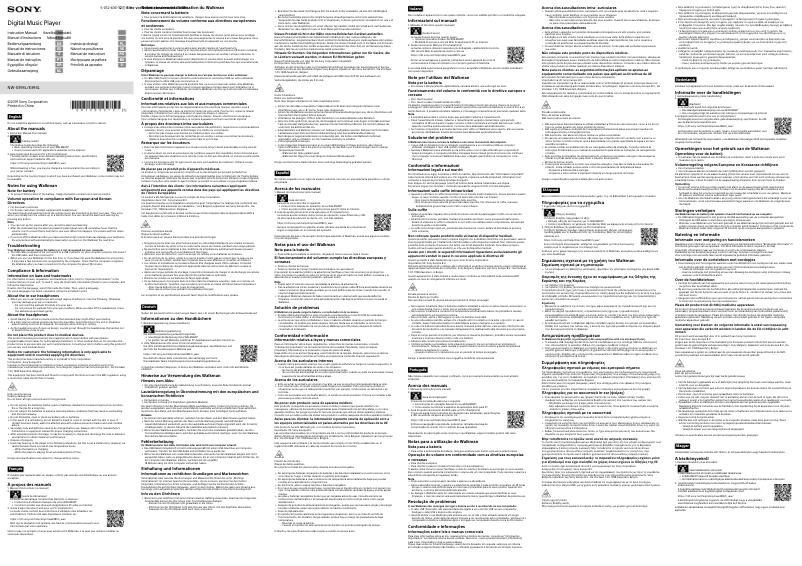 Page n°1 - Manuel utilisateur Sony NW-E393L