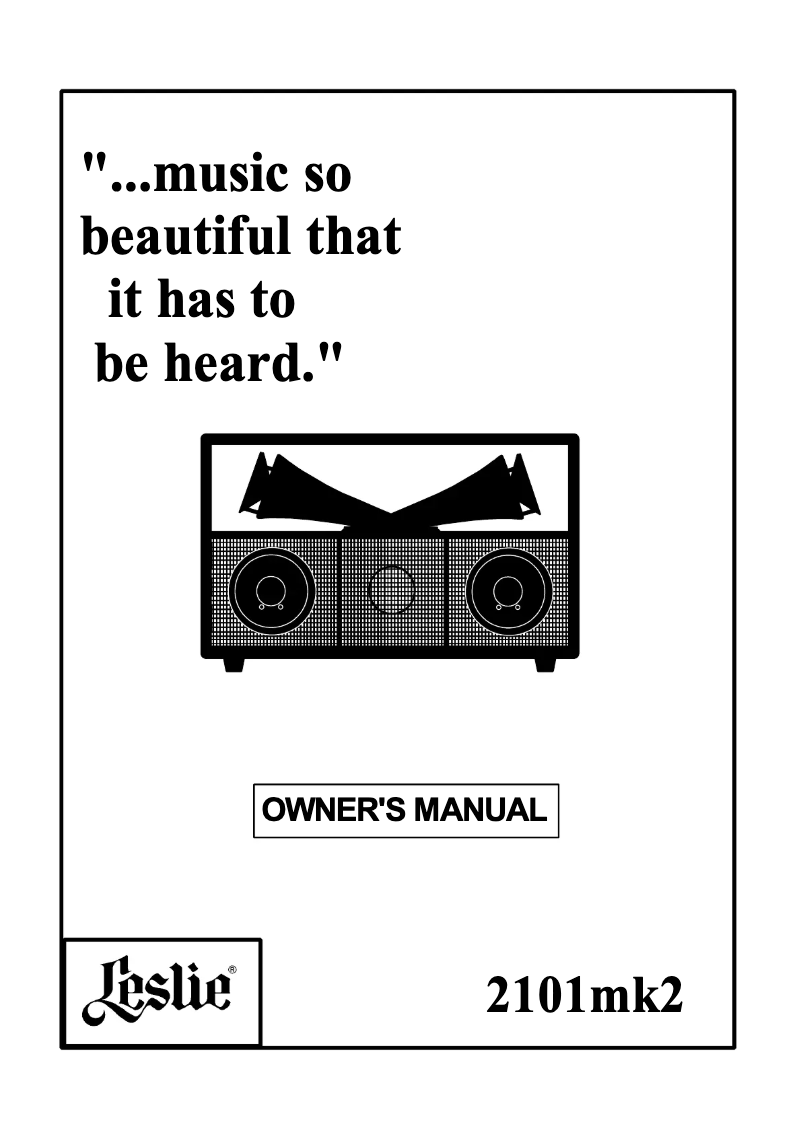 Page n°1 - Manuel utilisateur Hammond Leslie 2101 MkII