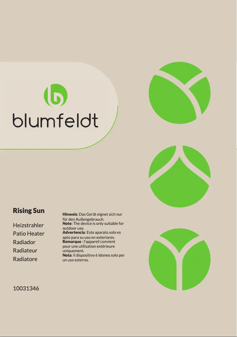 Page n°1 - Manuel utilisateur Blumfeldt Rising Sun