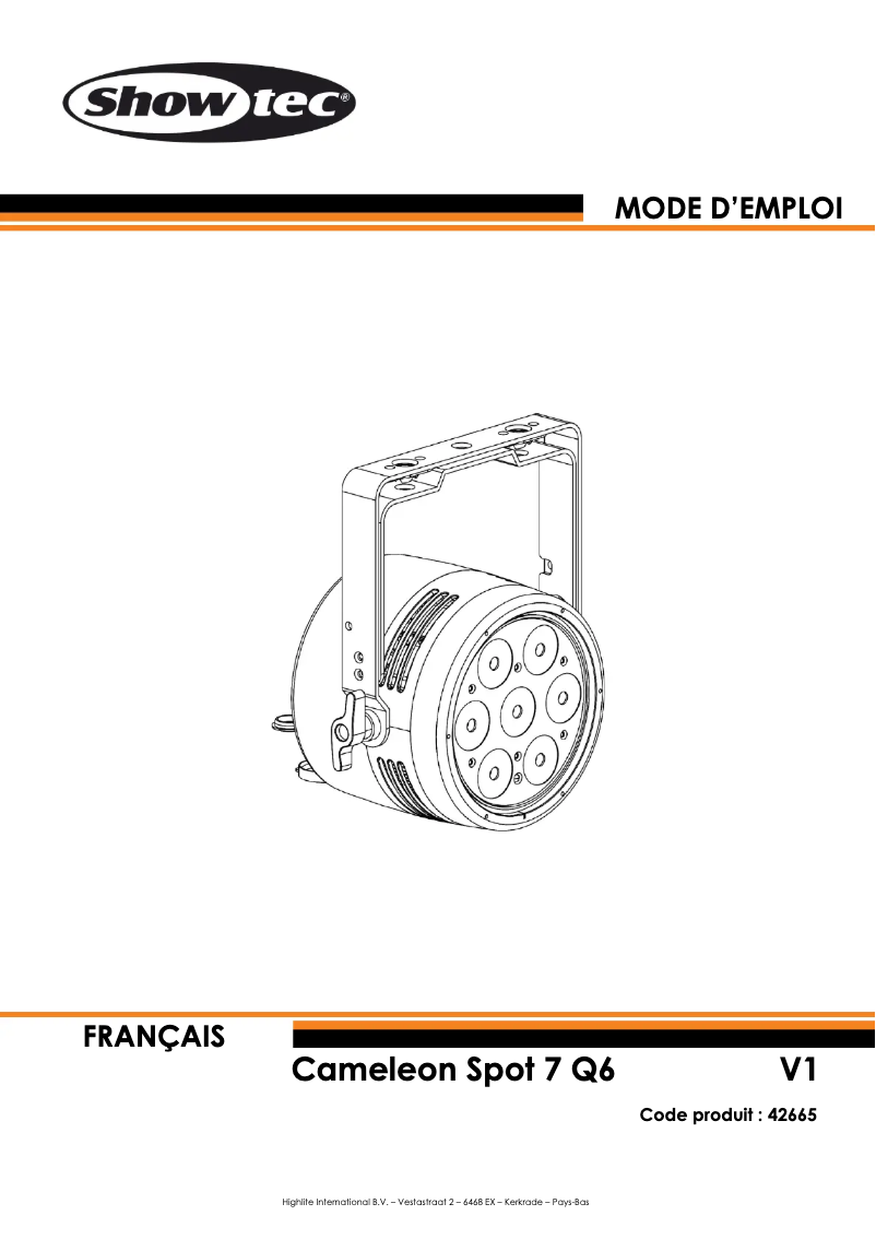 Page 1 de la notice Manuel utilisateur Showtec Cameleon Spot 7 Q6