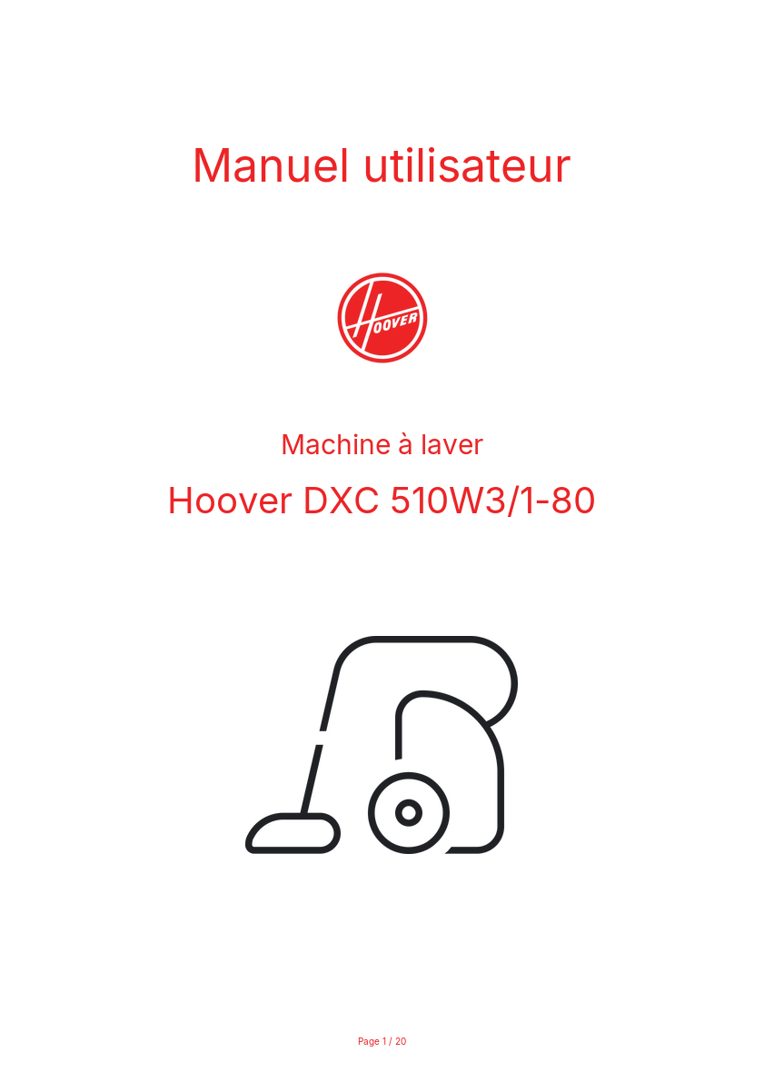 Page n°1 - Manuel utilisateur Hoover DXC 510W3/1-80