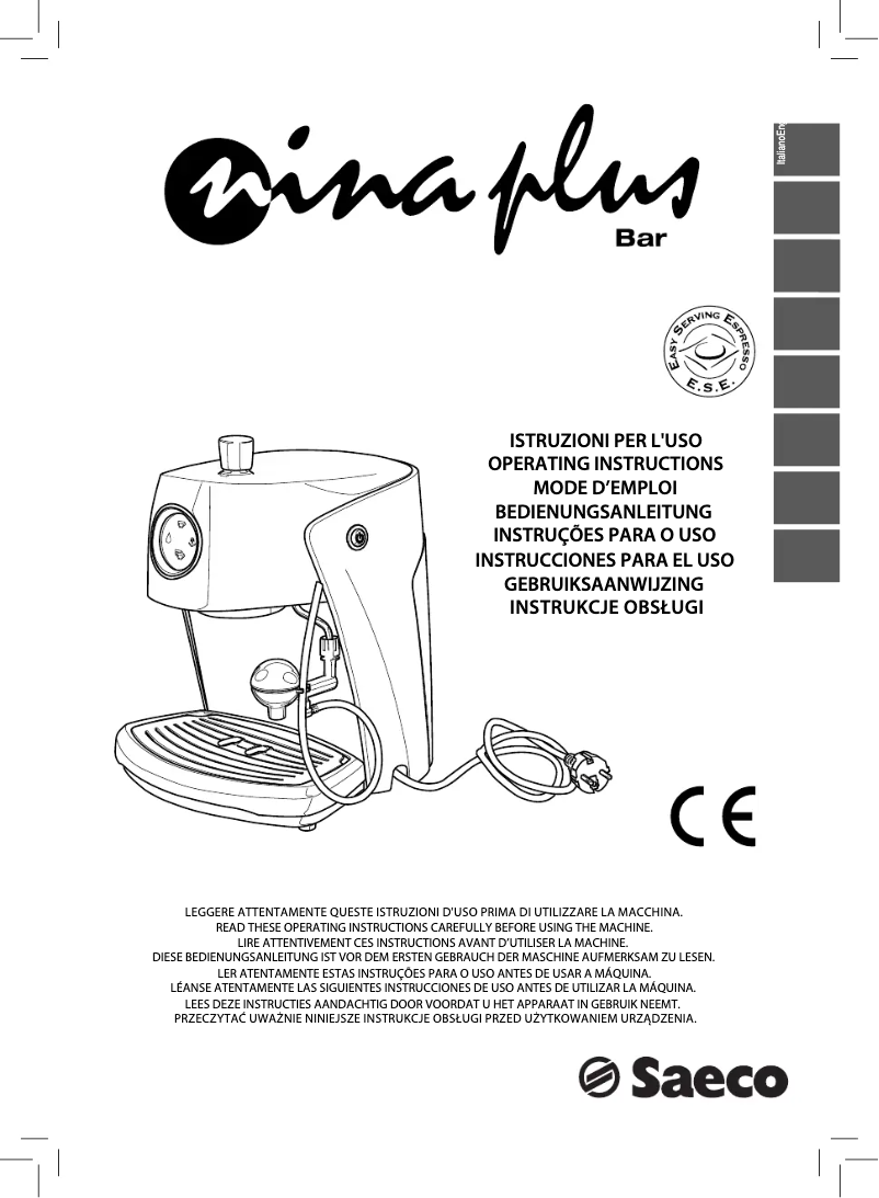 Imagen de la primera página del manual del dispositivo Saeco Nina RI9357