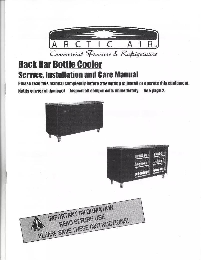 Page 1 de la notice Manuel utilisateur Arctic Air ABB48G