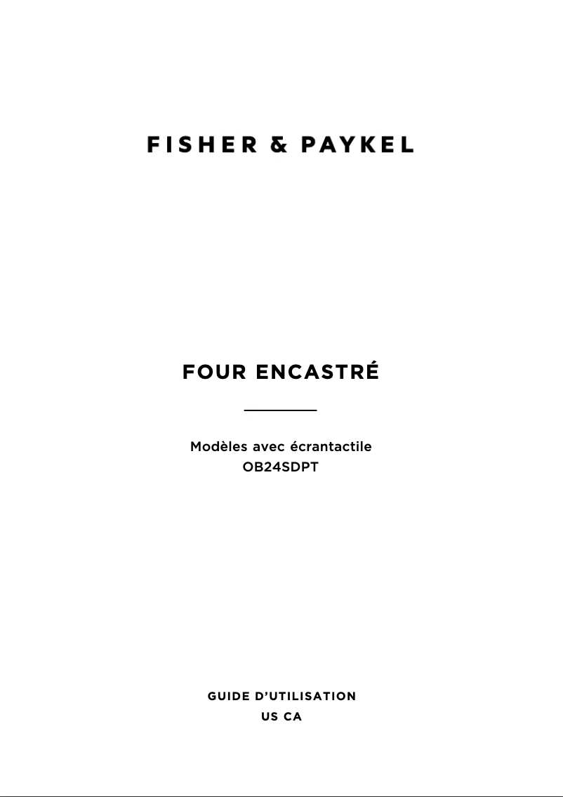Page 1 de la notice Manuel utilisateur Fisher & Paykel OB24SDPTDB1