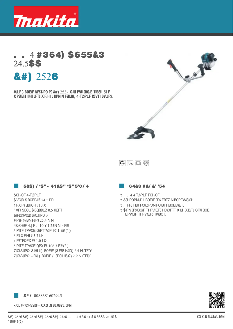 Página 1 del manual Ficha técnica Makita EBH252U