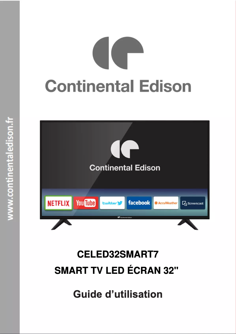 Page 1 de la notice Manuel utilisateur Continental Edison CELED32SMART7