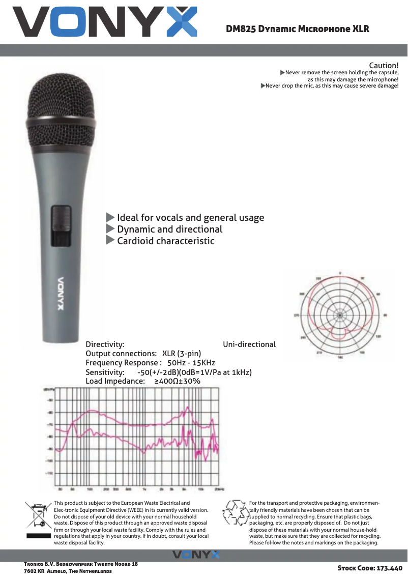 Page 1 de la notice Manuel utilisateur Vonyx DM825