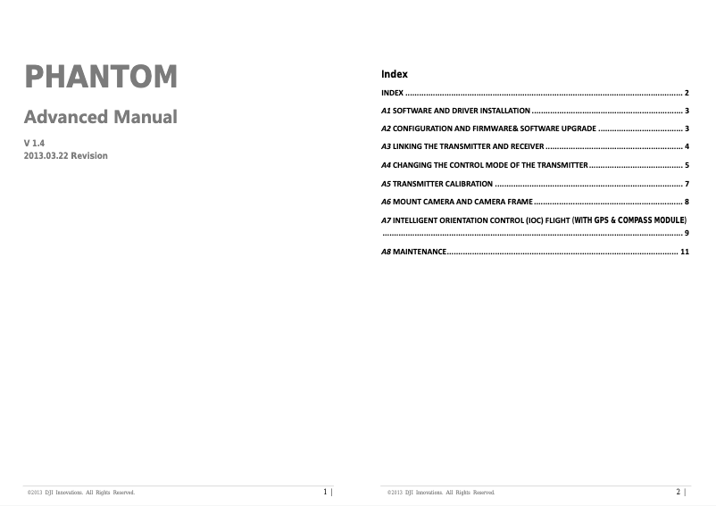 Page n°1 - Mode d'emploi DJI Phantom 1