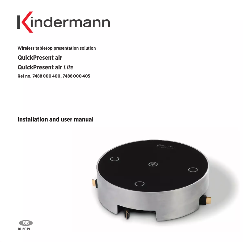 Page 1 de la notice Manuel utilisateur Kindermann  QuickPresent Air