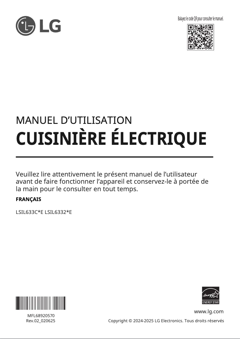 Page 1 de la notice Manuel utilisateur LG LSIL633CFE